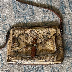 Patricia Nash Leather Map Print Crossbody Bag